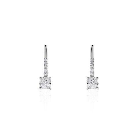 Damen Ohrringe Lang Weißgold 750 Diamant 0,07ct Petali  - Ohrringe mit Stein Damen | OROVIVO