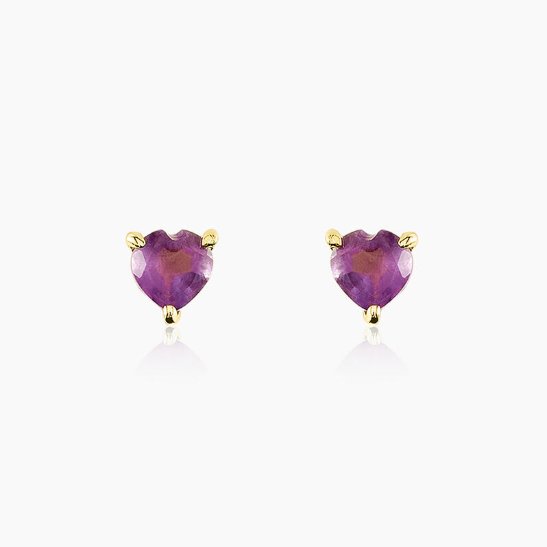 Boucles D'oreilles Puces Pasilla Or Jaune Améthyste - Spannringe Damen | OROVIVO