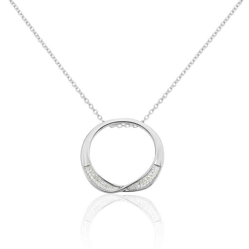 VANYA Damen Collier Silber 925 Zirkonia Weiß Kreis - Halsketten Damen | OROVIVO