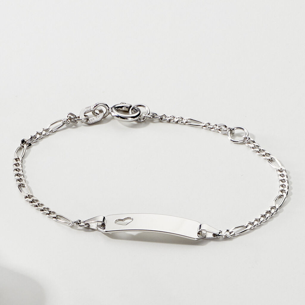 Kinder Id Armband Figarokette Silber 925 Herz - ID-Armbänder Kinder | OROVIVO