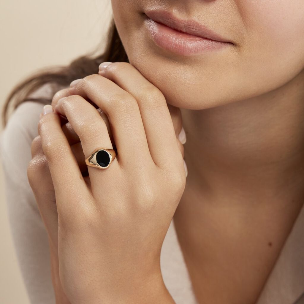 Chevaliere Or Jaune Ovale Onyx - Spannringe Herren | OROVIVO