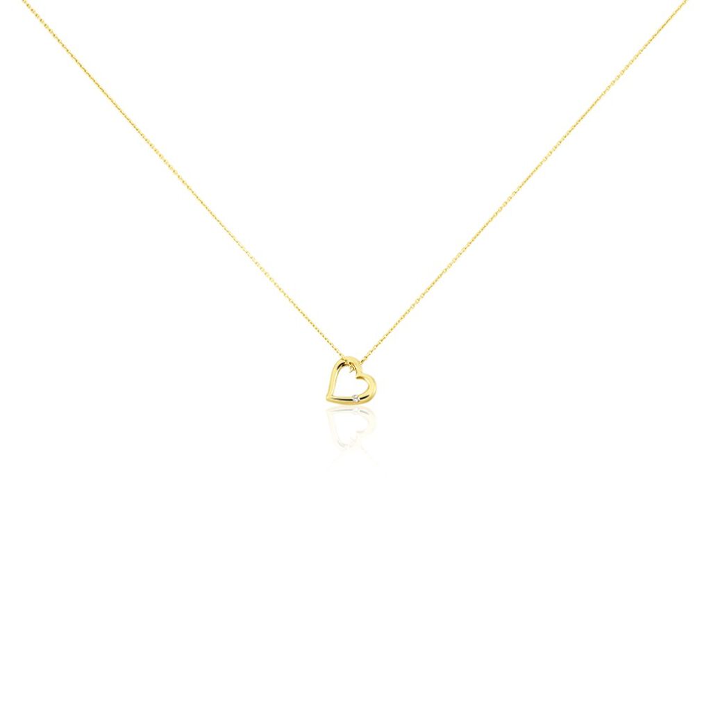 Damen Collier Gold 375 Diamant 0,01ct Herz Herz Easy 0,70mm - Halsketten Damen | OROVIVO