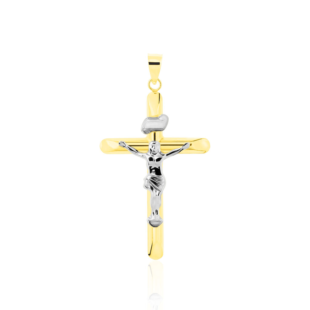 Kreuz Anhänger Gold 585 Bicolor Jesus Christus Nathan - Schmuckanhänger Unisex | OROVIVO