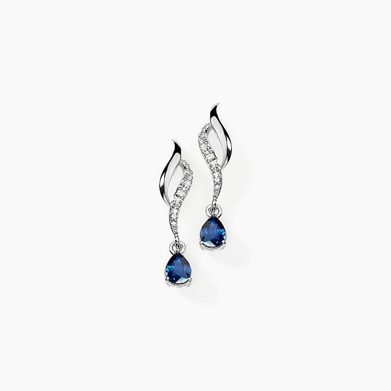Boucles D'oreilles Puces Nolia Or Blanc Saphir Et Diamant - Spannringe Damen | OROVIVO