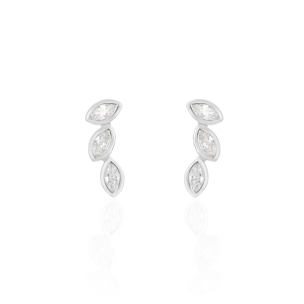 ELOHANE 50 Damen Ohrschmuck Silber 925 Zirkonia Weiß Blatt - Ohrringe mit Stein Damen | OROVIVO