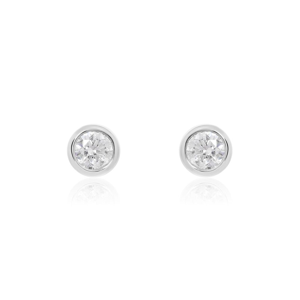 Delicate Damen Ohrstecker Wei&szlig;gold 375 (9 Karat) Diamant Wei&szlig; 0,3 ct Kreis