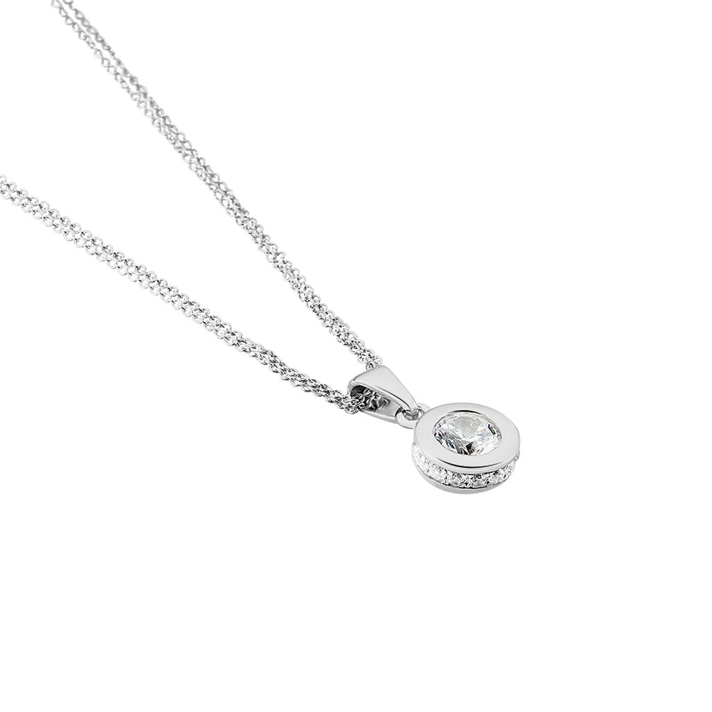 EVE 2 Damen Collier Silber 925 Zirkonia Wei&szlig; Kreis