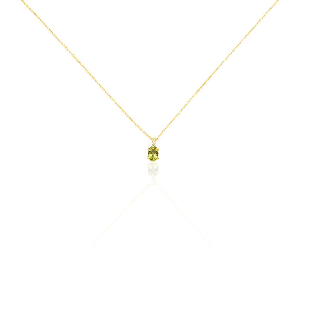 Damen Collier Gold 375 Peridot Grün 0,49ct Oval Elenea, Collier mit Stein