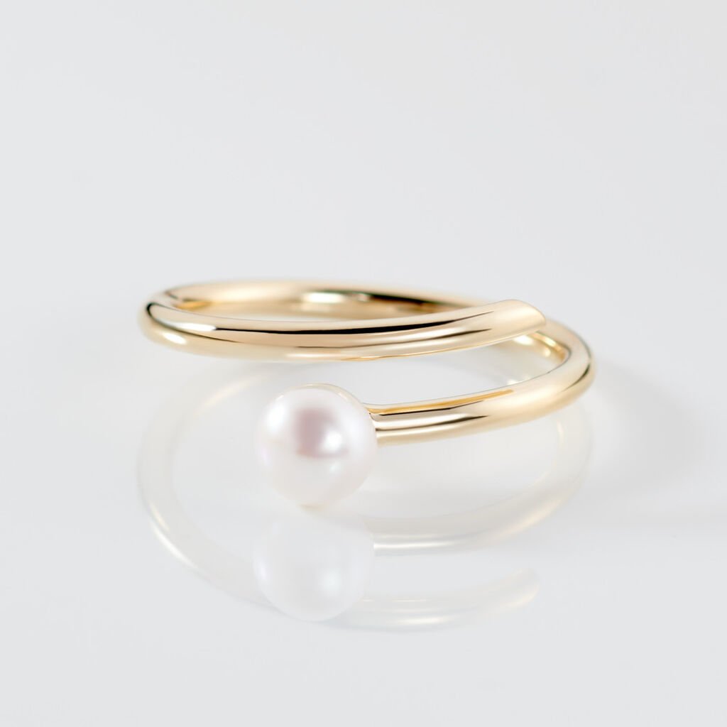 JULIANE Damen Ring Gold 375 (9 Karat) Zuchtperle Wei&szlig; 0,23 ct