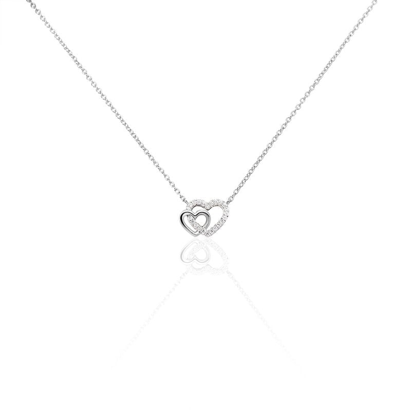 MARINA 50 Damen Collier Silber 925 Zirkonia Wei&szlig; 0,05 ct Herz - Halsketten Damen | OROVIVO