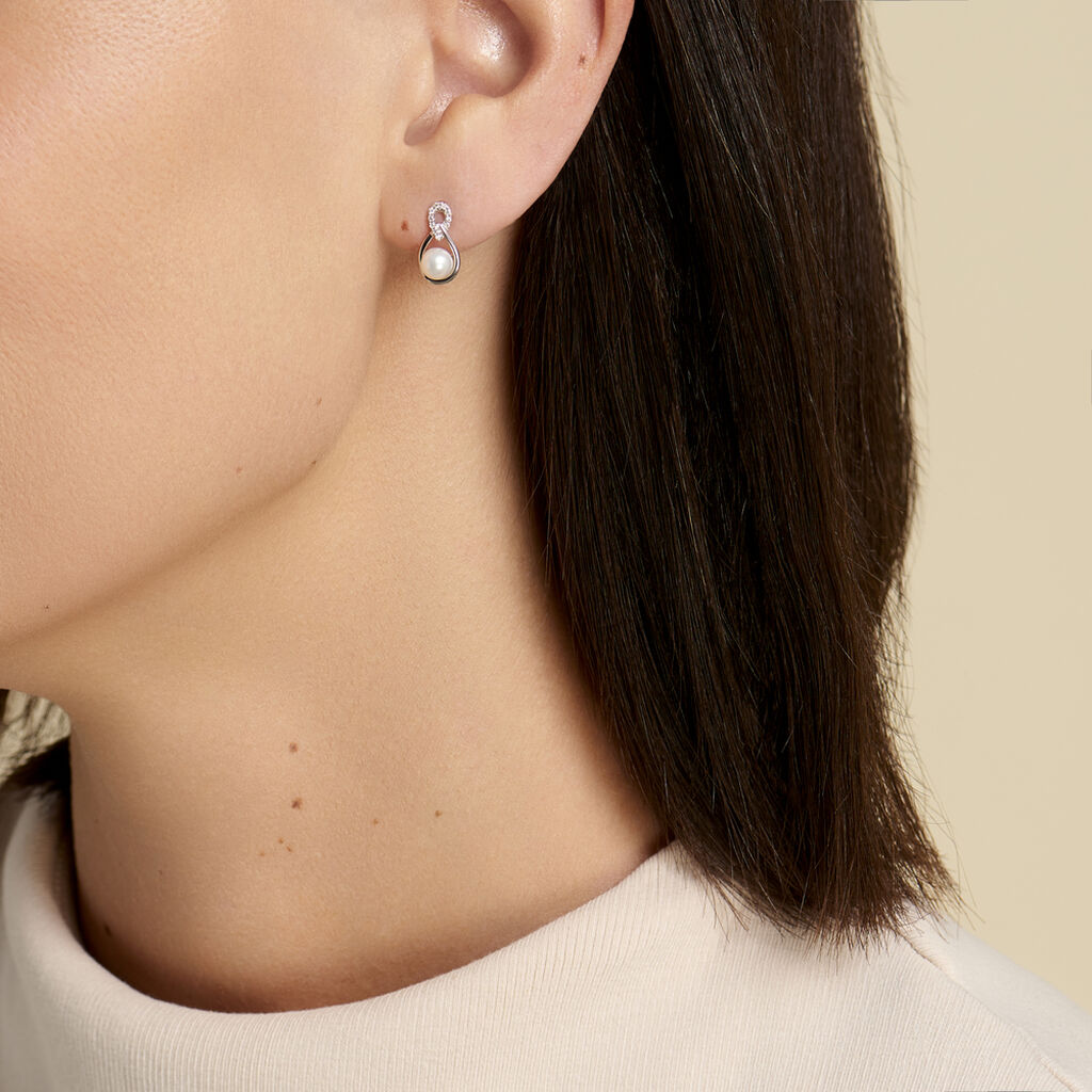 Damen Ohrstecker Weißgold 375 Zuchtperle Perlmutt Tropfen Lisy  - Ohrstecker Damen | OROVIVO