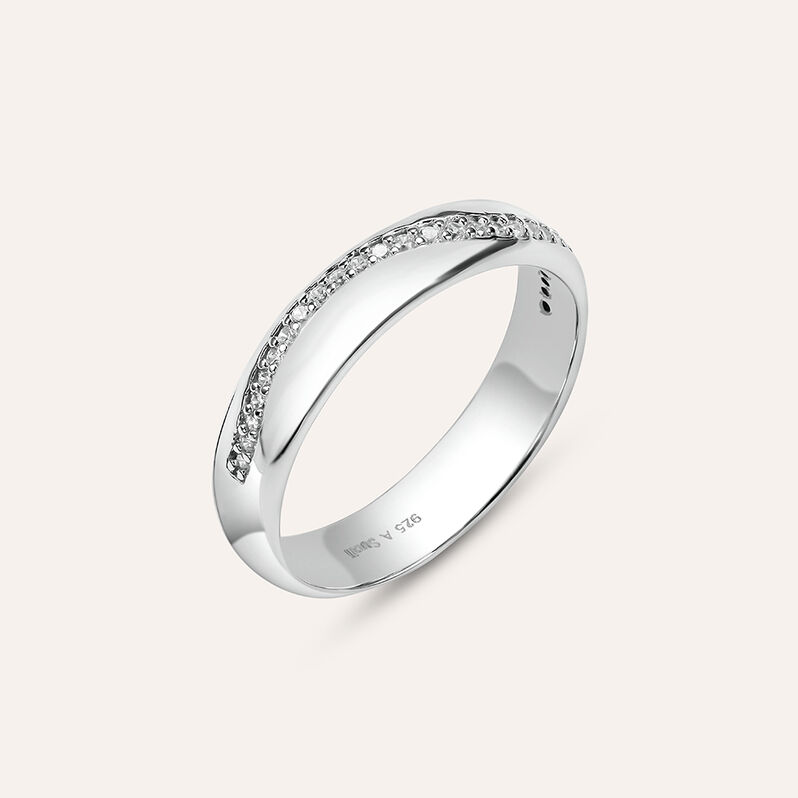Anello Fedina Silver Collection Argento Rodiato Cubic Zirconia - Spannringe Damen | OROVIVO