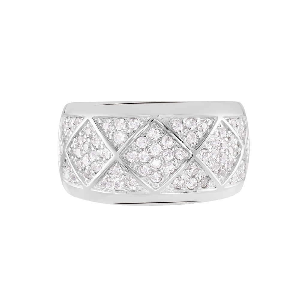 MINNIE Damen Ring Silber 925 Glas Wei&szlig;