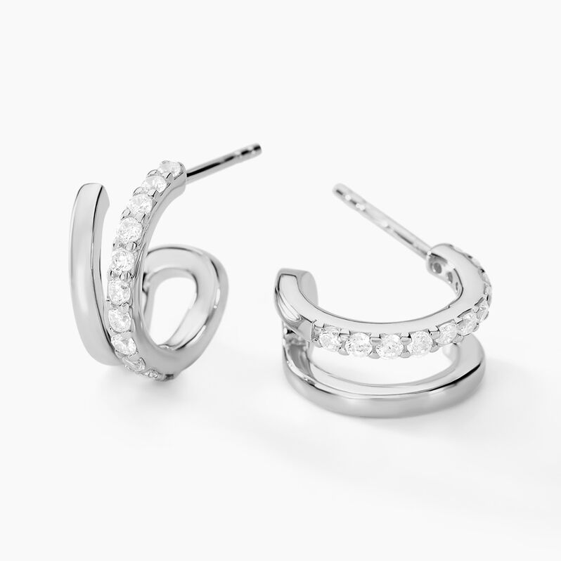Créoles Noalie Argent Weiss Oxyde De Zirconium - Spannringe Damen | OROVIVO
