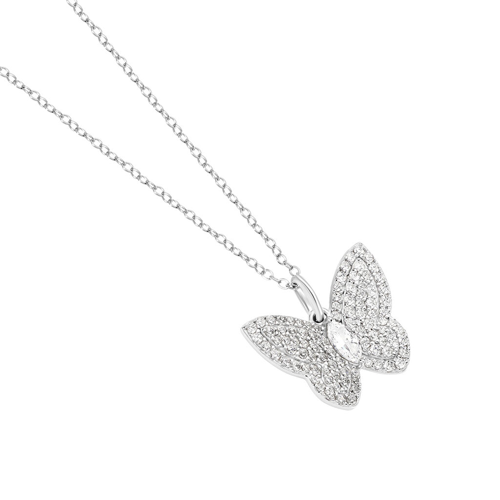 SUNA Damen Collier Silber 925 Zirkonia Weiß 0,34 ct Schmetterling - Halsketten Damen | OROVIVO