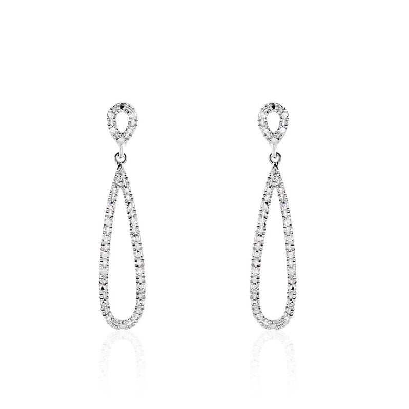 Boucles D'oreilles Pendantes Or Weiss Diamants - Spannringe Damen | OROVIVO
