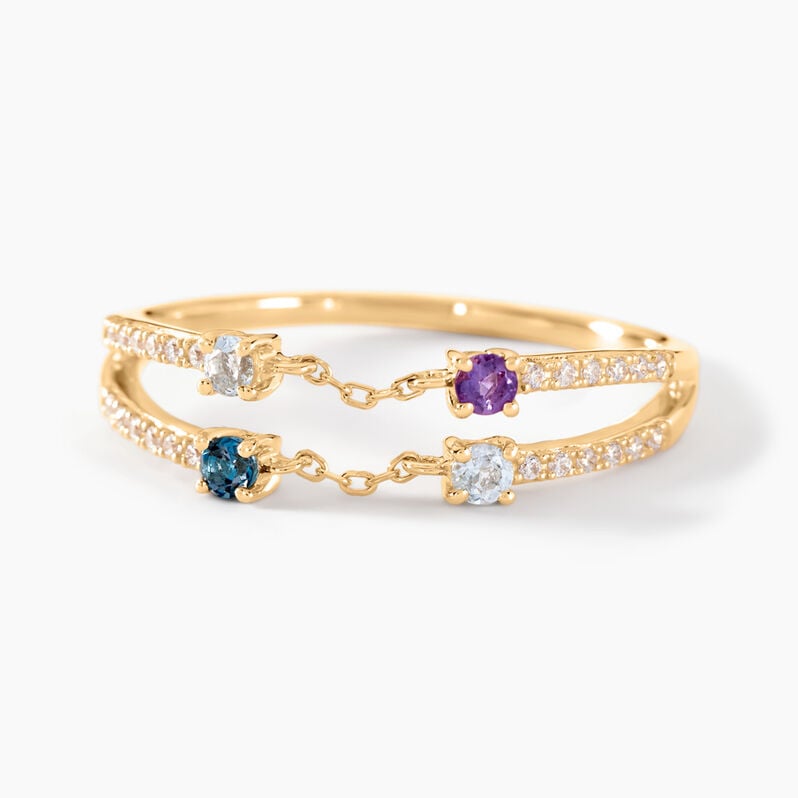 Bague Chin Or Jaune Améthyste Topaze - Spannringe Damen | OROVIVO