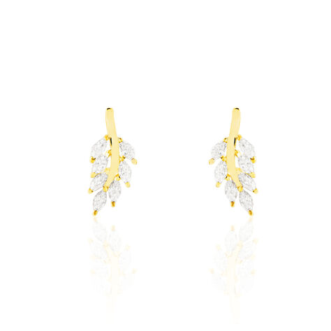 HINNA Damen Ohrstecker Gold 375 (9 Karat) Zirkonia Wei&szlig; 1,75 ct Blatt - Ohrstecker  | OROVIVO