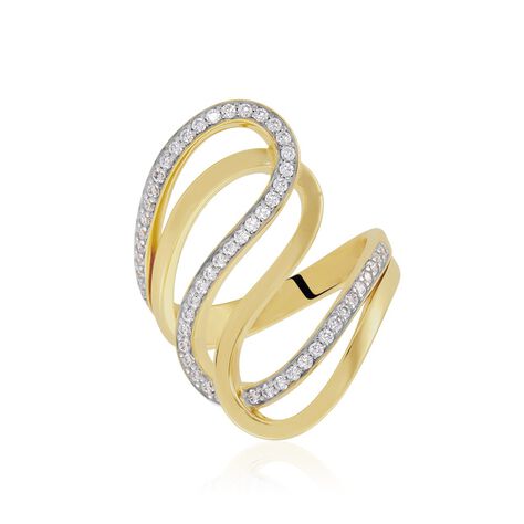 Damen Ring Silber Bicolor Gelb/Silber 925 Zirkonia Azalia  - Ringe mit Stein Damen | OROVIVO