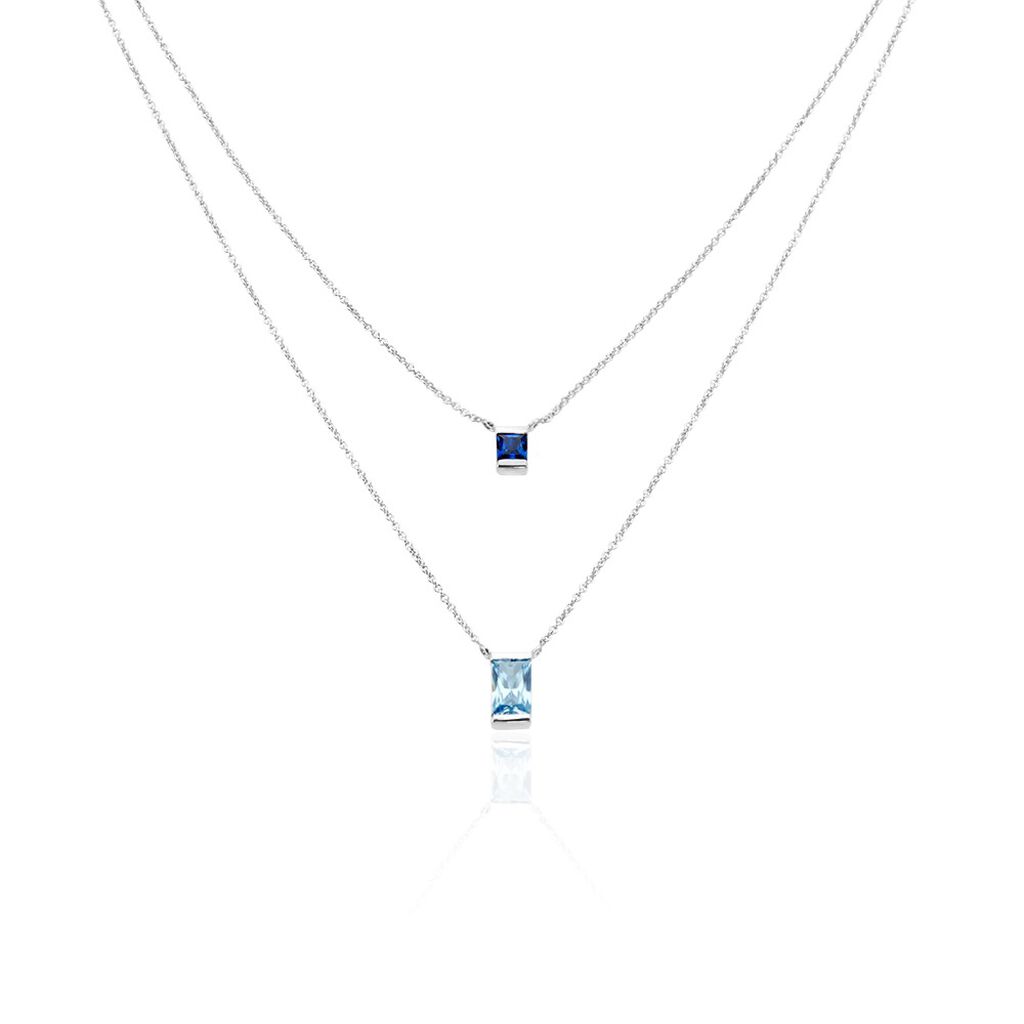 VERONIKA Damen Collier Silber Silber 925 Zirkonia Himmelblau 1,5 ct B 1 mm