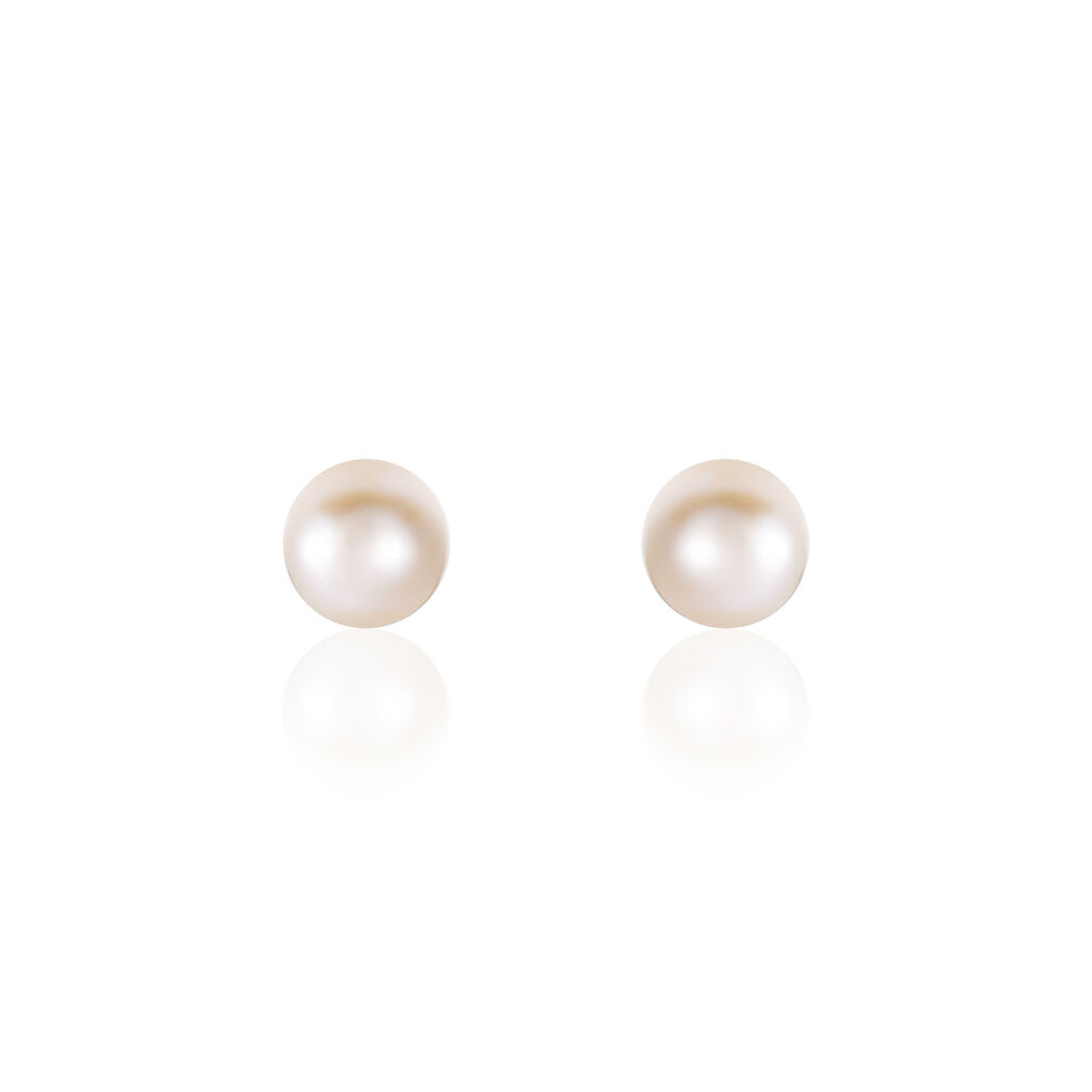 SUKI RUND PERLE Damen Ohrstecker Gold 375 (9 Karat) Zuchtperle Perlmutt, Ohrstecker mit Stein