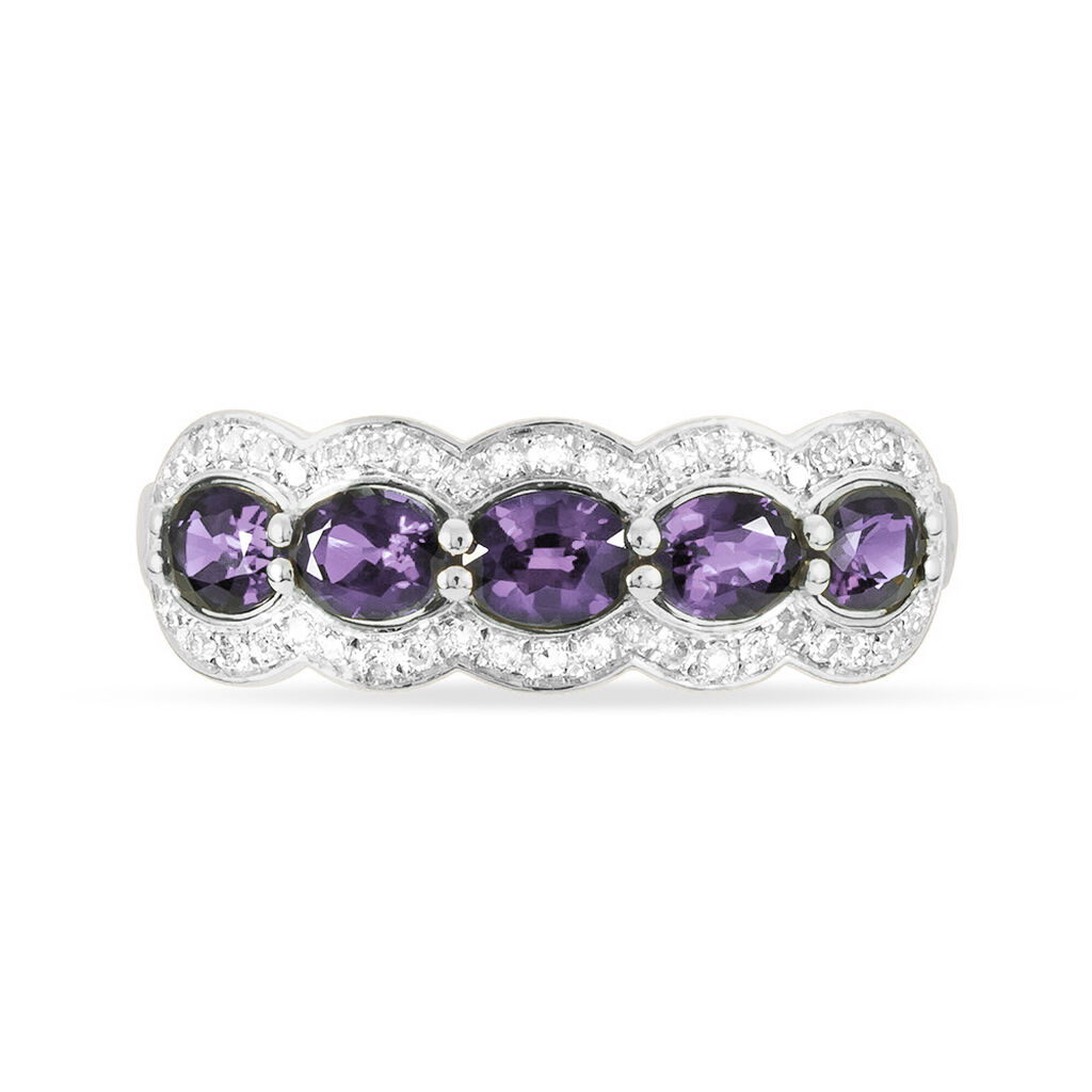 Bague Margaux Or Blanc Amethyste Et Diamant - Spannringe Damen | OROVIVO