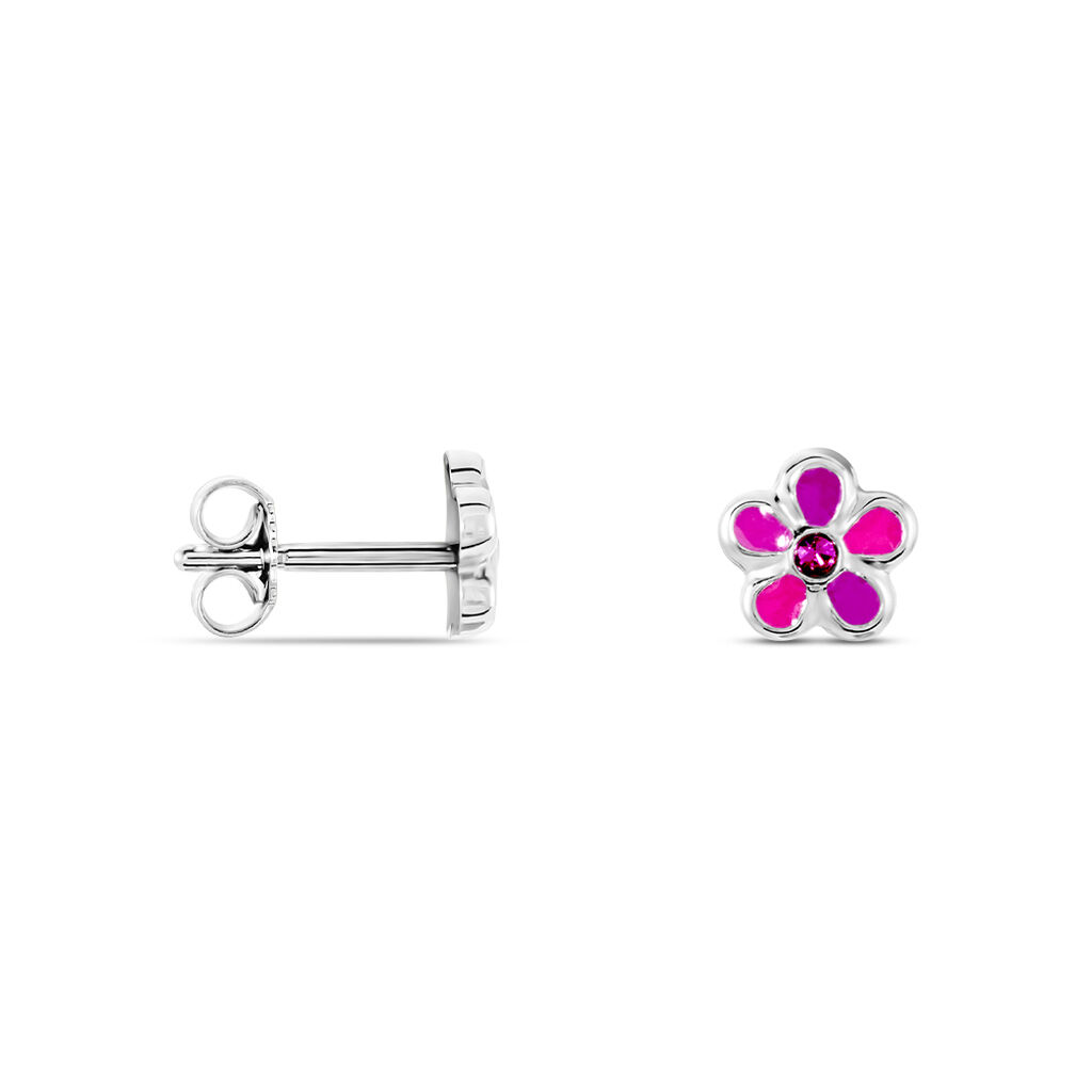 Kinder Ohrstecker Silber 925 Rosé Glas Blume - Ohrstecker Kinder | OROVIVO