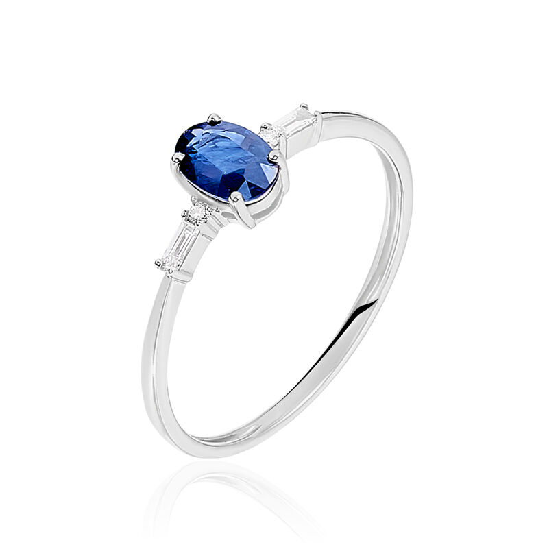 Bague Or Blanc Saphir Et Diamant - Spannringe Damen | OROVIVO