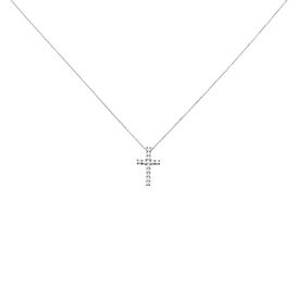 Damen Halskette Gold 750 Kreuz Diamant 0,2997ct- L 45cm - Ketten mit Stein  | OROVIVO