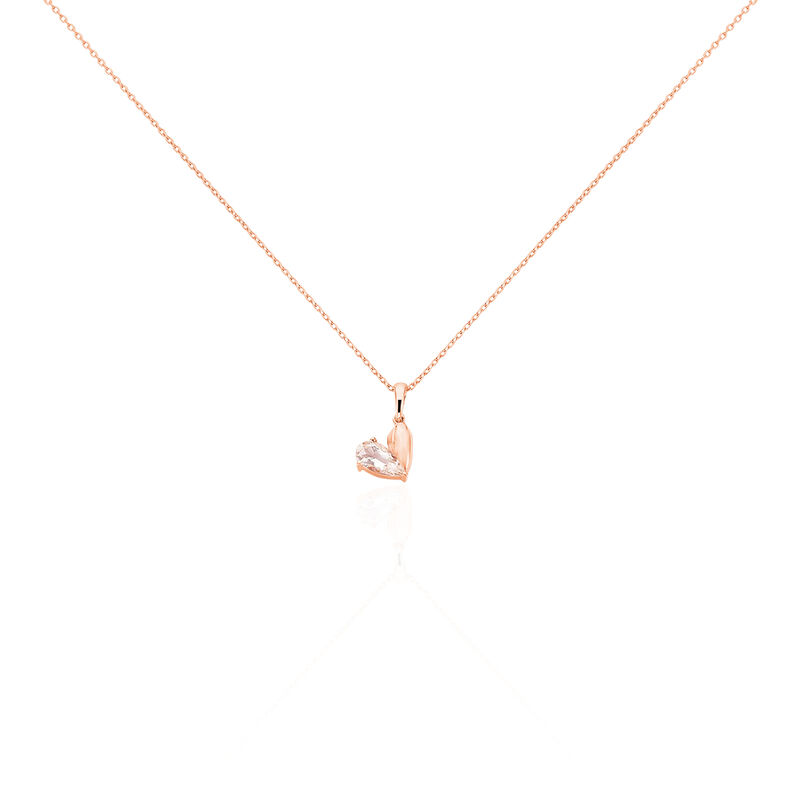 PINKY Damen Collier Rosegold 375 (9 Karat) Morganit Ros&eacute; Bl&uuml;tenblatt - Halsketten Damen | OROVIVO