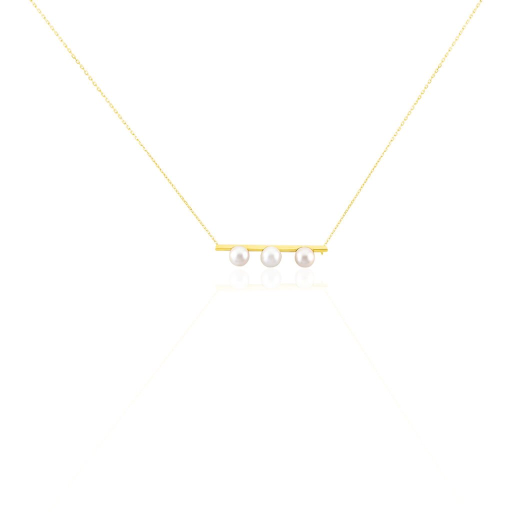 CHRISTINE Damen Collier Gold 375 (9 Karat) Zuchtperle Perlmutt Balken - Halsketten Damen | OROVIVO