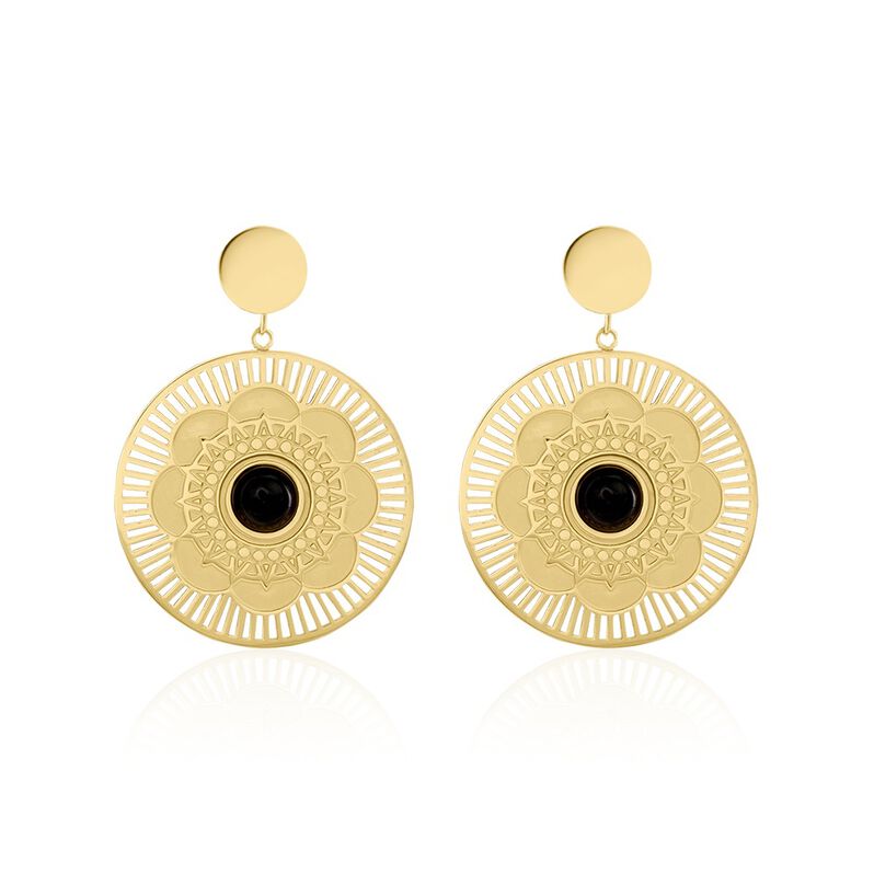 Boucles D'oreilles Pendantes Acier Doré Staffan Agate - Spannringe Damen | OROVIVO