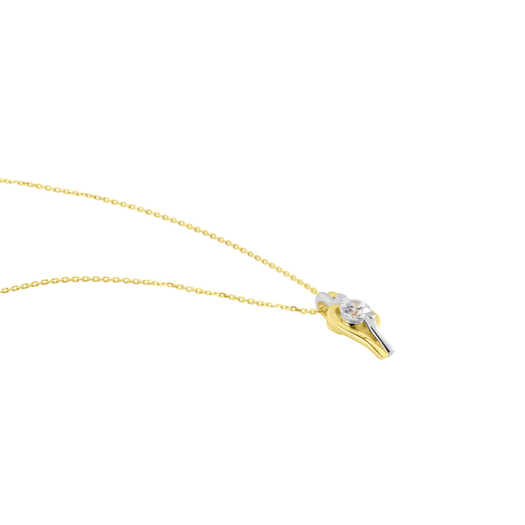 Damen Collier Gold Bicolor Gelb/Silber 375 Zirkonia Lindsey - Halsketten Damen | OROVIVO