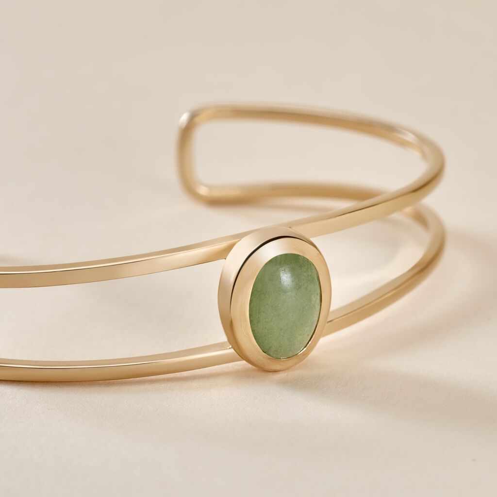 Jonc Plaque Or Veina Aventurine Verte - Spannringe Damen | OROVIVO