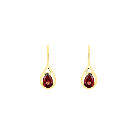 RONJA Damen Ohrringe Lang Gold 333 (8 Karat) Granat Rot Tropfen - Ohrh&auml;nger  | OROVIVO