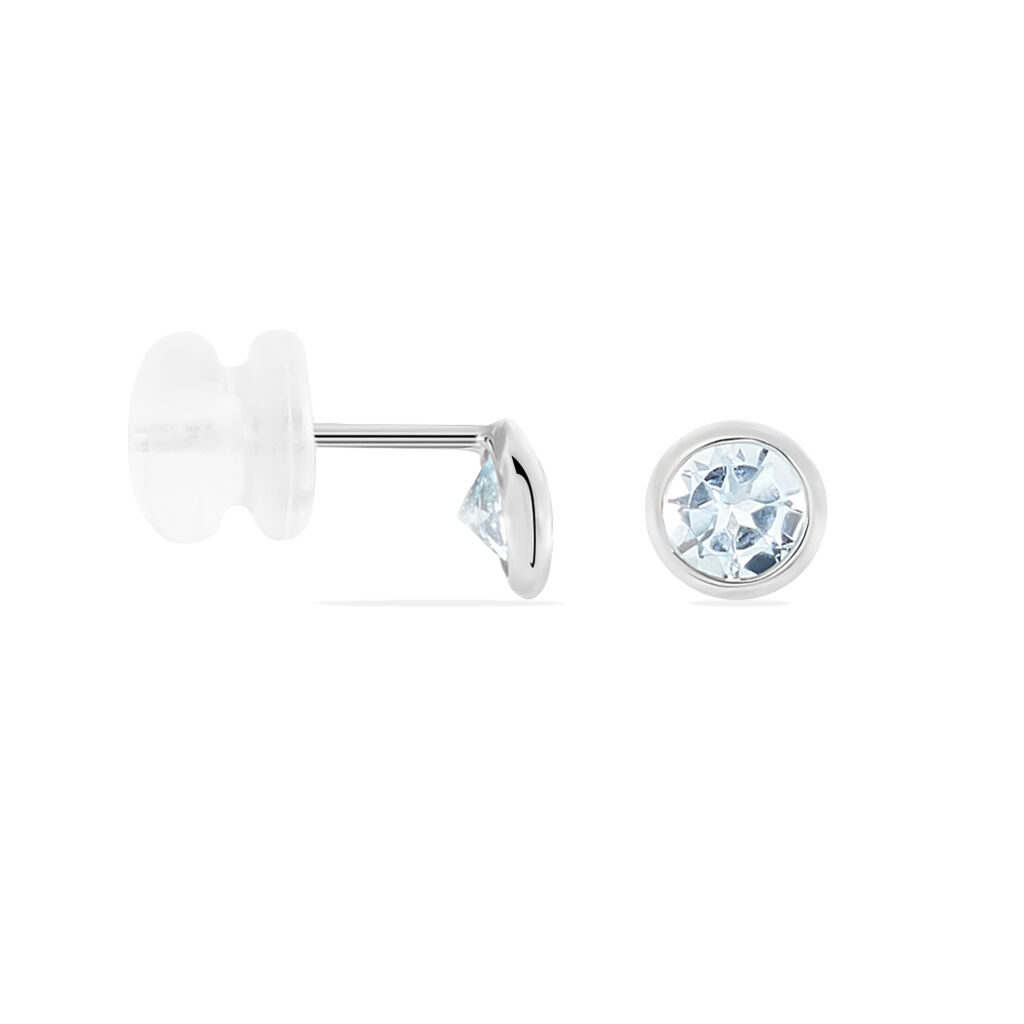 EDY FASSUNG ZARGE Damen Ohrstecker Wei&szlig;gold 375 (9 Karat) Topas Blau 0,64 ct