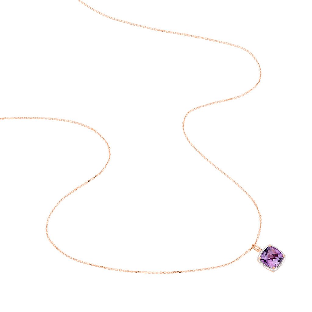 Damen Collier Rosegold 375 Amethyst Violett 2,2ct Viereck Kaga - Halsketten Damen | OROVIVO