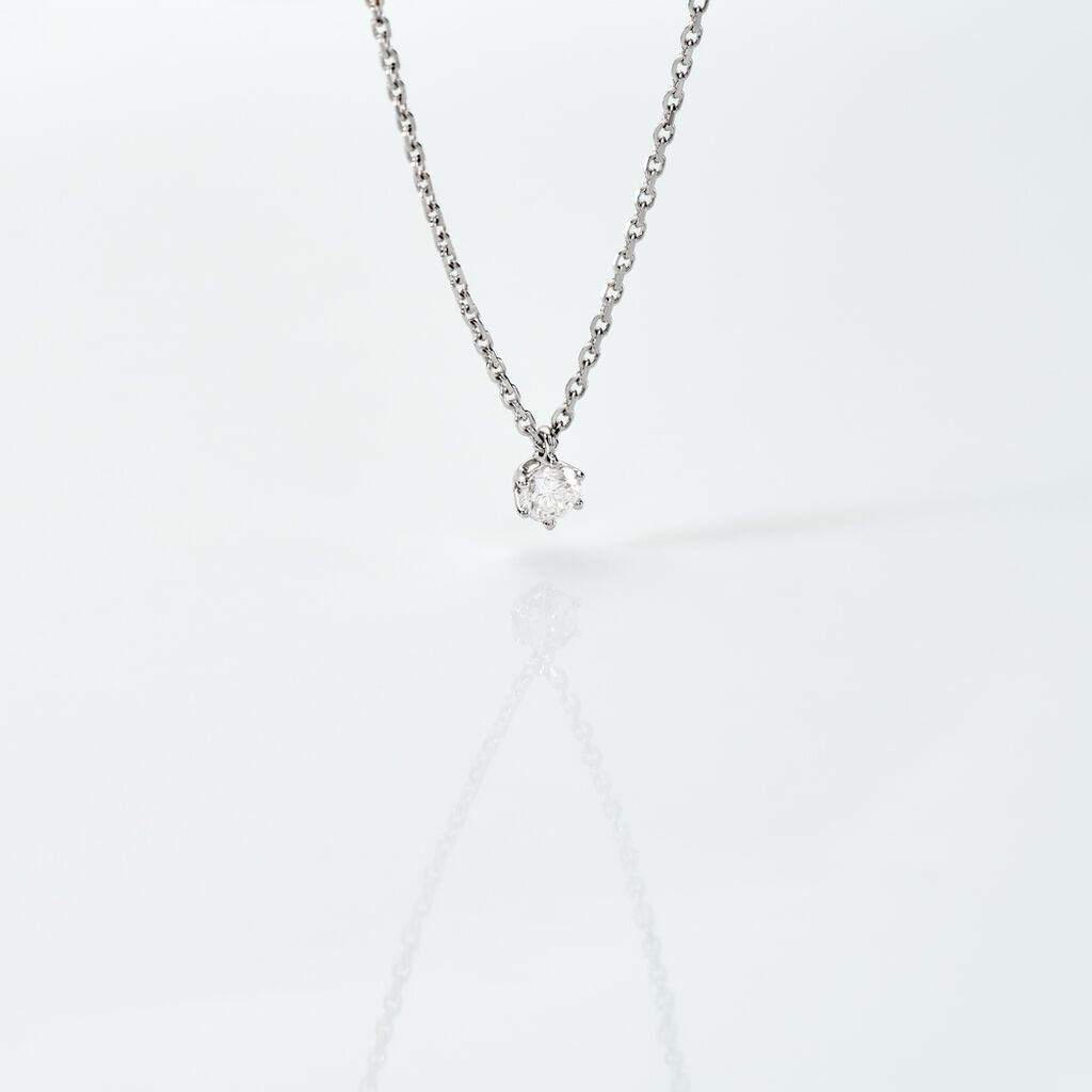 MONOPOLI Damen Collier Weißgold 585 (14 Karat) Diamant Weiß 0,16 ct - Halsketten Damen | OROVIVO