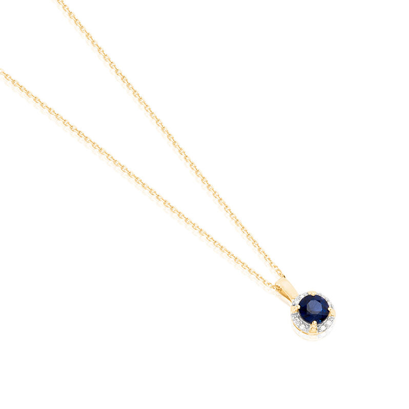 ODARIKE Damen Collier Gold 585 (14 Karat) Saphir Blau 0,6 ct Kreis B 4 mm - Halsketten Damen | OROVIVO