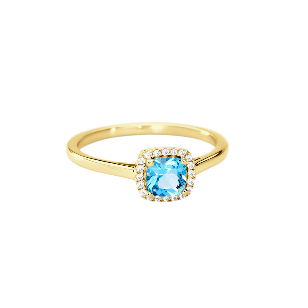 Blue crown Damen Ring Weißgold 375 (9 Karat) Zirkonia Blau Viereck, Ring mit Stein