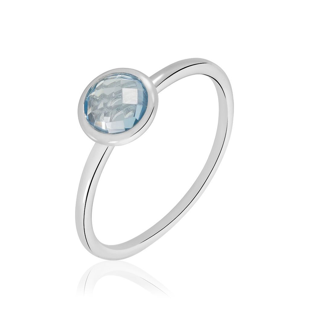 🦚 Damen Ring Silber Silber 925 Topas Blau 0,93ct Kreis Sinaya , Ring mit Stein
