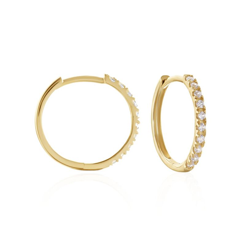 ALAINA Damen Creolen Gold 375 (9 Karat) Zirkonia Wei&szlig; 0,34 ct - Creolen Damen | OROVIVO