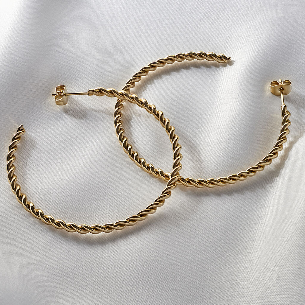 LALE 1 Damen Creolen Edelstahl vergoldet