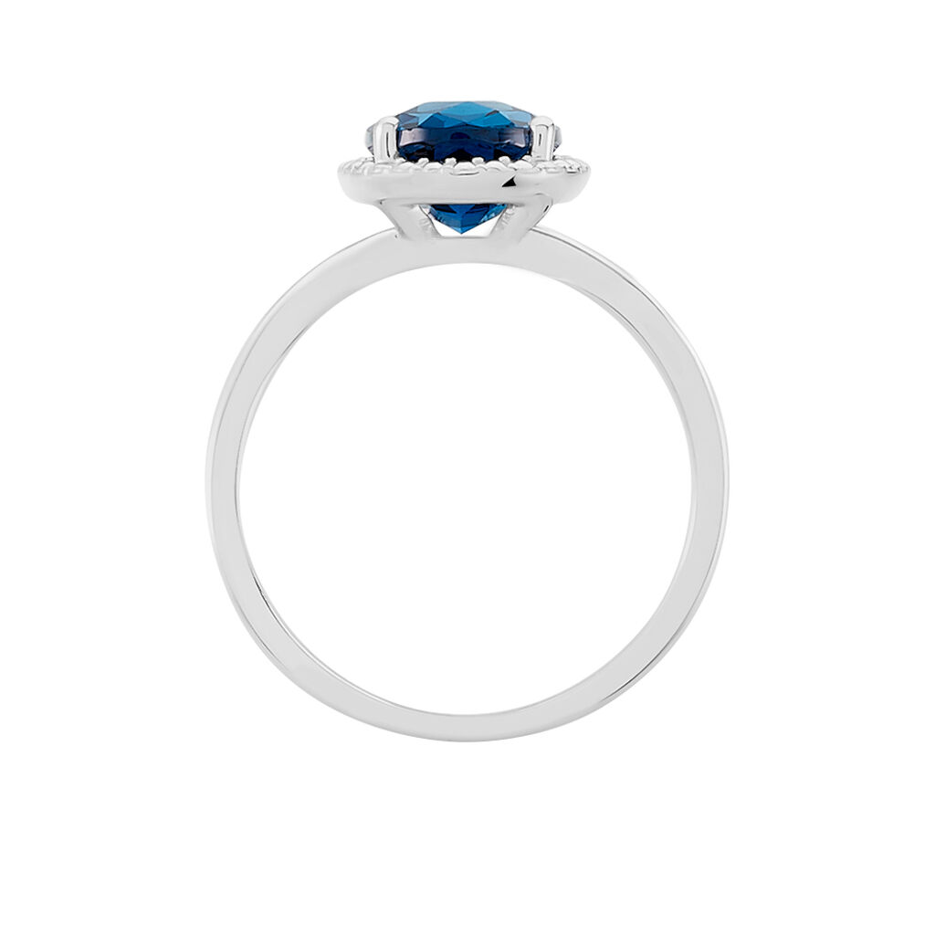 PAGA Damen Ring Wei&szlig;gold 375 (9 Karat) Topas Londonblau 2,5 ct Oval