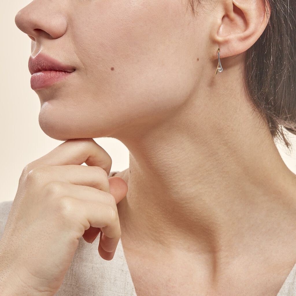 Boucles D'oreilles Pendantes Madli Or Bicolore Topaze - Spannringe Damen | OROVIVO