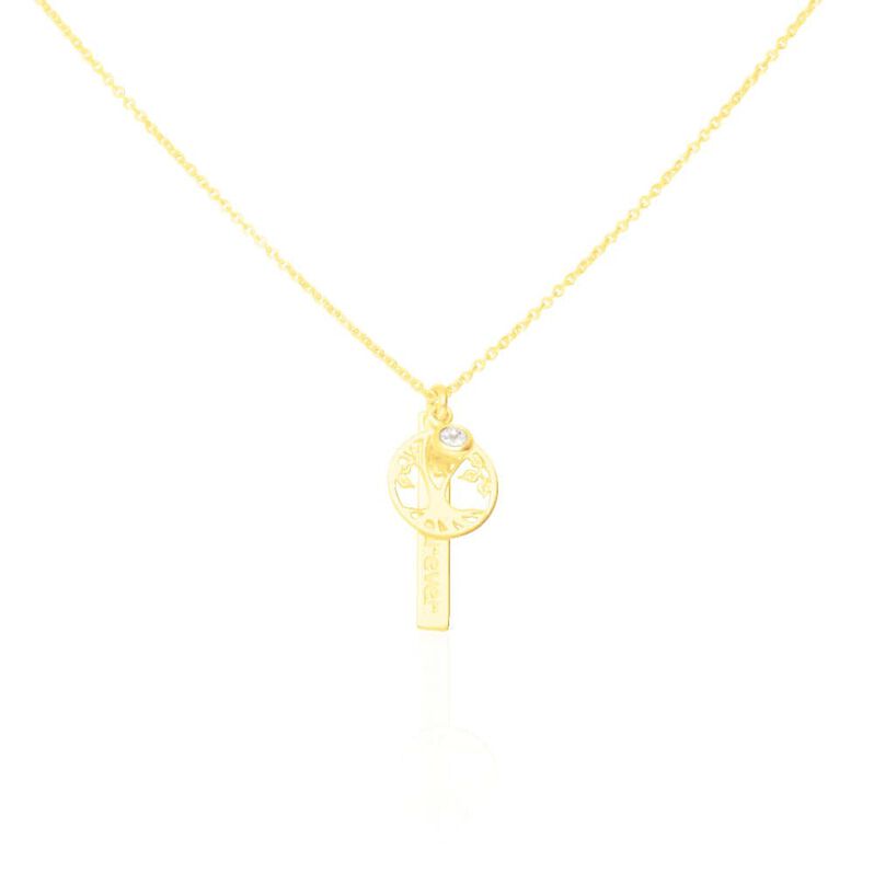 Collana argento dorato e zirconi con albero della vita e 'Forever' - Spannringe Damen | OROVIVO