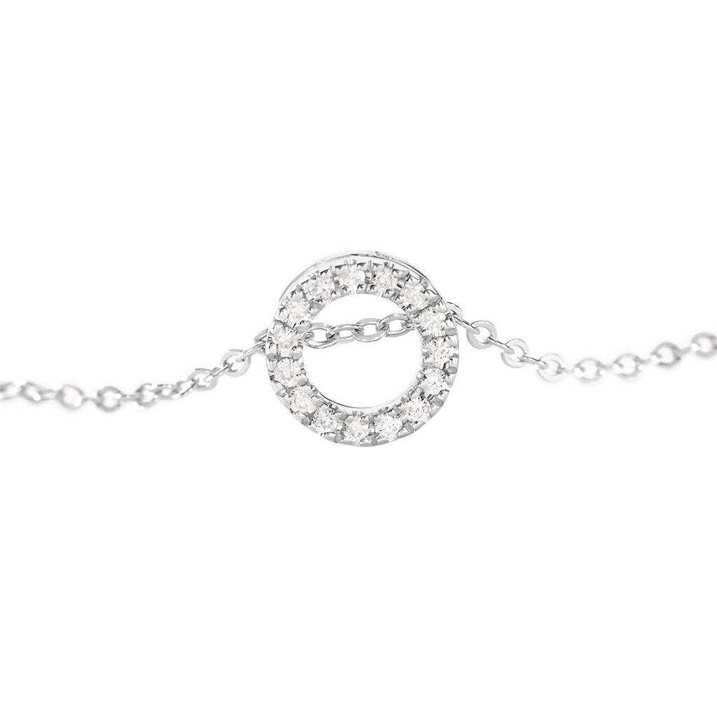 GWEN Damen Collier Wei&szlig;gold 375 (9 Karat) Diamant Wei&szlig; 0,05 ct Kreis