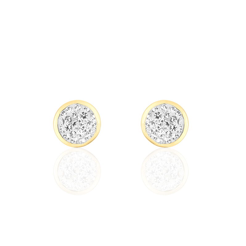 EDMEE CERCLE 1 Damen Ohrstecker Gold 375 (9 Karat) Strass Wei&szlig; Kreis - Ohrstecker Damen | OROVIVO