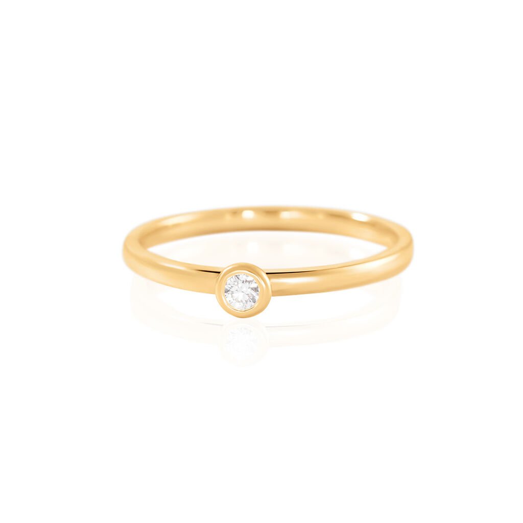Damen Ring Gold 585 Rund Weiß Estelle 15mm - Neuheiten Damen | OROVIVO
