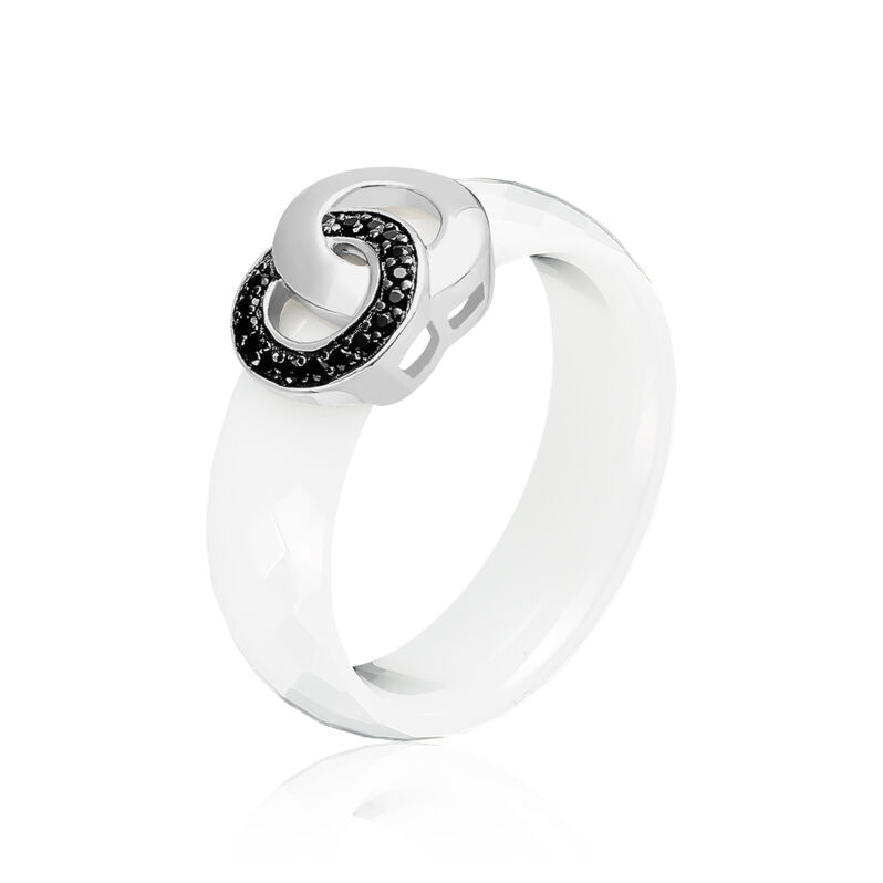 Bague Argent Blanc Céramique Et Oxyde De Zirconium - Spannringe Damen | OROVIVO
